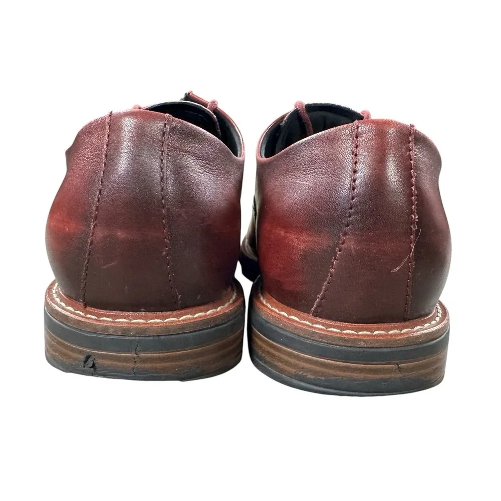 Awearness Kenneth Cole Men's Sz 10 M Cap Toe Red Leather Oxford Shoes Kite Flex‎
